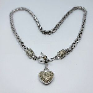Diamond & Sterling Heart Toggle Necklace